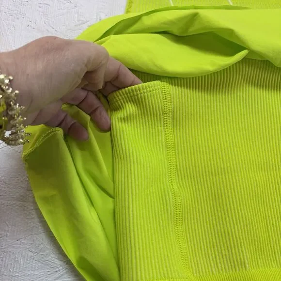 Aerie OFFLINE Tennis Skort Neon Green Ribbed Waist Athletic Skirt Size L  active - Picture 12 of 16